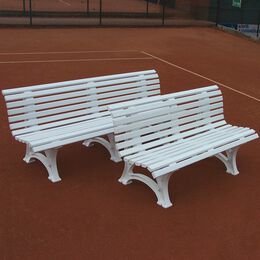 Accesorios De Pista Tegra Tennisplatzsitzbank mit geschwungener Lehne, weiß, 1,5m